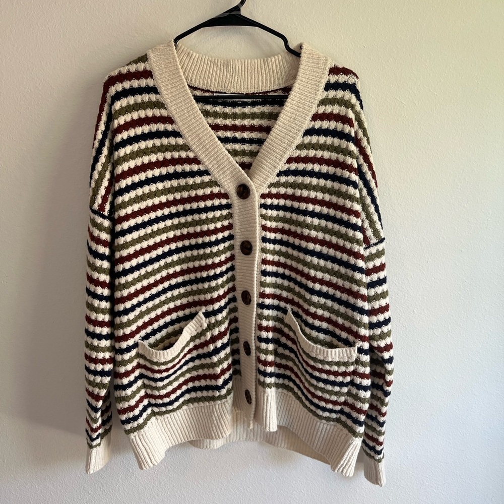 Pink Clover Multicolor Striped Cardigan
